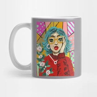 Pop Art Girl, Retro Style, Geometric Mug